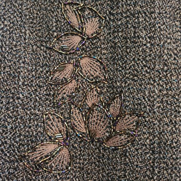 Nine West Tweed Wool Knee Length Skirt with Embroidery and Beading Size 12 - Picture 4 of 7